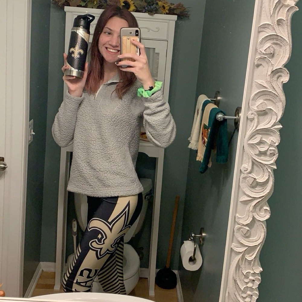 New Orleans Saints black and gold striped leggings S